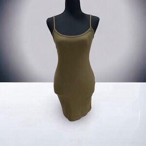 Urban Outfitters Petite S Green Ribbed Bodycon Mini Dress Sleeveless Women's